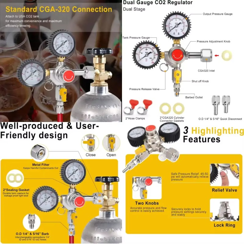 Co2 Regulator Dual Stage - منظم خزان ثاني أكسيد الكربون مزدوج