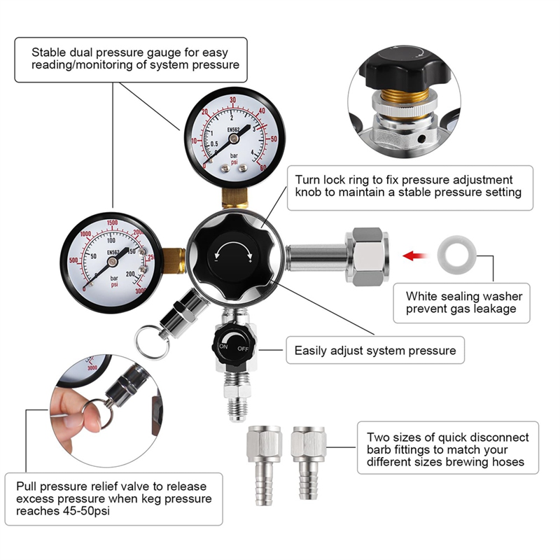 منظم برميل CGA-320، منظم ثاني  - مراجعة Co2 Regulator Dual Stage وسعره