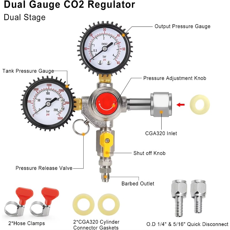 منظم خزان ثاني أكسيد الكربون م - مراجعة Co2 Regulator Dual Stage وسعره