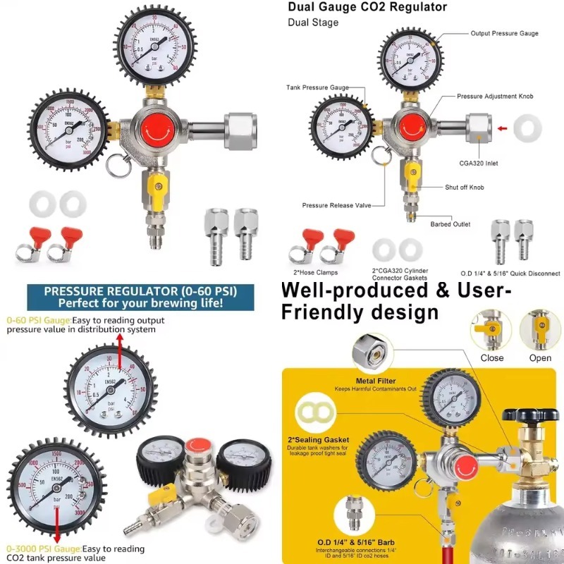 منظم ثاني أكسيد الكربون (CO2)  - مراجعة Co2 Regulator Dual Stage وسعره